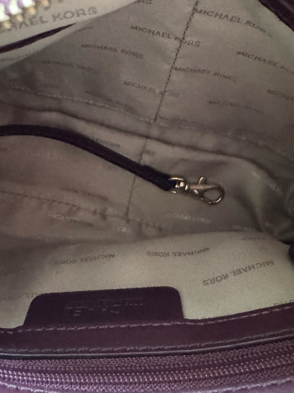 MICHAEL Michael Kors Plum Purple Brooklyn Suede/Leather CrossBody Bag - Picture 9 of 10